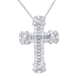 Genuine 1.21 TCW 18K White Gold Ladies Necklace - REF-179R6K