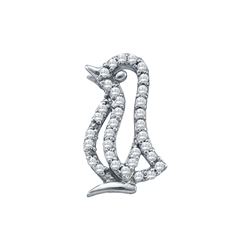 0.16 CTW Natural Diamond Small Dainty Penguin Animal Bird Pendant 10K White Gold