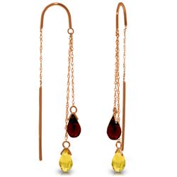 Genuine 2.5 ctw Citrine & Garnet Earrings Jewelry 14KT Rose Gold - REF-18H3X
