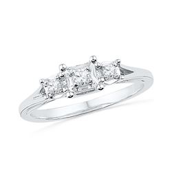 0.1 CTW Natural Diamond 3-stone Bridal Engagement Ring 10K White Gold