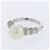 Image 1 : Pearl with Prong and Channel-Set Shank Diamond Ring in 14K White Gold - REF-94W3H