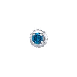 0.5 CTW Blue Colored Diamond Solitaire Screwback Stud Earrings 10K White Gold