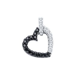 0.26 CTW Black Colored Diamond Heart Love Pendant 14K White Gold