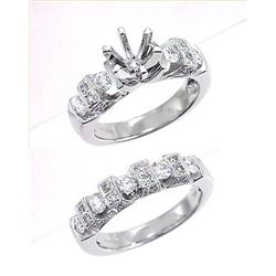 18K White Gold 1.18CTW Diamond Wedding Ring Set - REF-249N9A