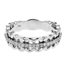 14K White Gold 0.2CTW Diamond Fashion Ring - REF-64H3W