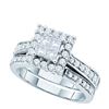 Image 1 : 1 CTW Invisible-set Princess Diamond Halo Bridal Ring 14K White Gold