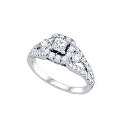 1.25 CTW Princess Natural Diamond Solitaire Halo Bridal Engagement Ring 14K White Gold