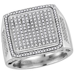 0.75 CTW Mens Natural Diamond Square Cluster Ring 10K White Gold
