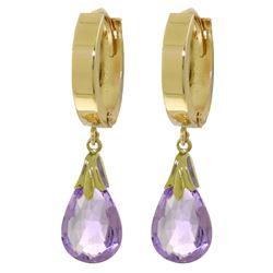 Genuine 6 ctw Amethyst Earrings Jewelry 14KT Yellow Gold - REF-47X4M