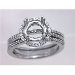14K White Gold 0.47CTW Diamond Wedding Ring Set - REF-92N9A