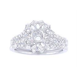 14K White Gold 0.52CTW Diamond Wedding Ring Set - REF-79F5M