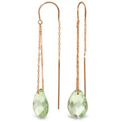 Genuine 6 ctw Green Amethyst Earrings Jewelry 14KT Rose Gold - REF-21Z9N