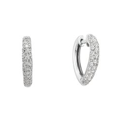 0.49 CTW Pave-set Natural Diamond Huggie Hoop Heart Earrings 14K White Gold
