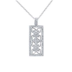 0.46 CTW 14K White Gold Ladies Slider with Chain - REF-63R3K