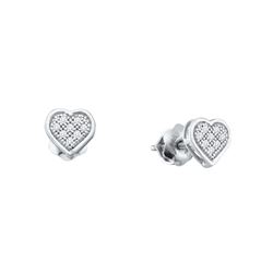 0.15 CTW Natural Diamond Heart Love Cluster Earrings 10K White Gold