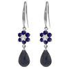 Genuine 7.61 ctw Sapphire & Diamond Earrings Jewelry 14KT White Gold - REF-49W8Y
