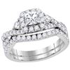 1.48 CTW Princess Natural Diamond Solitaire Halo Bridal Engagement Ring 14K White Gold