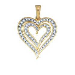 0.25 CTW Natural Diamond Heart Love Pendant 10K Yellow Gold