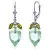 Genuine 23.5 ctw Blue Topaz & Peridot Earrings Jewelry 14KT White Gold - REF-67X9M