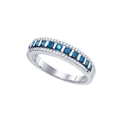 0.35 CTW Blue Colored Diamond Unique Band 10K White Gold