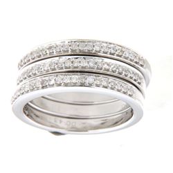 14K White Gold 0.14CTW Diamond Band Ring - REF-39N7A