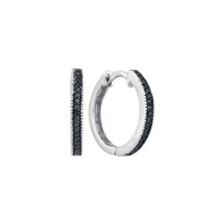 0.1 CTW Black Colored Diamond Hoop Earrings 10K White Gold