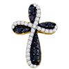 Image 1 : 0.95 CTW Black Colored Diamond Cross Pendant 10K Yellow Gold