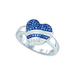 0.33 CTW Blue Colored Diamond Heart Love Ring 10K White Gold