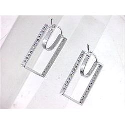 14K White Gold 0.56CTW Diamond Hoop Earring - REF-71K9R