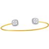 0.99 CTW Natural Diamond Cluster Open Bangle Bracelet 18K Yellow Gold