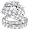 0.63 CTW His & Hers Natural Diamond Cluster Matching Bridal Ring 10K White Gold