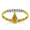 Genuine 1.45 ctw Citrine & Diamond Ring Jewelry 14KT Yellow Gold - REF-34T3A