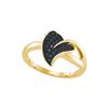 0.17 CTW Black Colored Diamond Leaf Cluster Ring 10K Yellow Gold