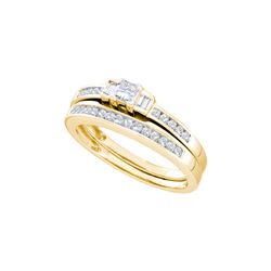 0.45 CTW Princess Natural Diamond Bridal Engagement Ring 14K Yellow Gold