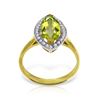 Genuine 2.15 ctw Peridot & Diamond Ring Jewelry 14KT Yellow Gold - REF-71X3M