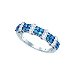 0.7 CTW Blue Colored Diamond Band 10K White Gold