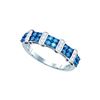 0.7 CTW Blue Colored Diamond Band 10K White Gold