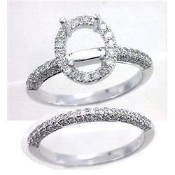 14K White Gold 1.06CTW Diamond Wedding Ring Set - REF-107R3K