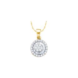 0.59 CTW Natural Diamond Flower Cluster Circle Pendant 14K Yellow Gold