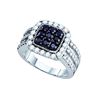 2 CTW Black Colored Diamond Square Cluster Ring 10K White Gold