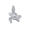 0.1 CTW Natural Diamond Turtle Tortoise Animal Pendant 10K White Gold