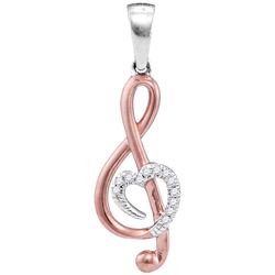 0.03 CTW Natural Diamond Treble Clef Pendant 10K Multi-Tone Gold