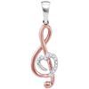 0.03 CTW Natural Diamond Treble Clef Pendant 10K Multi-Tone Gold