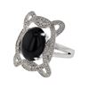 14K White Gold 5.97CTW Onyx&Diamond Cocktail Ring - REF-79R9K
