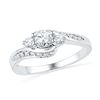0.5 CTW Natural Diamond 3-stone Bridal Engagement Ring 10K White Gold