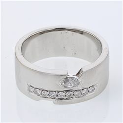 9-stone Channel-set w/ 1 Marquise Diamond Ring in 18K White Gold - REF-114Y6X