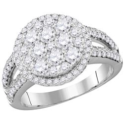 1.76 CTW Natural Diamond Cluster Bridal Engagement Ring 14K White Gold