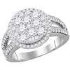 1.76 CTW Natural Diamond Cluster Bridal Engagement Ring 14K White Gold