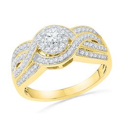 0.5 CTW Natural Diamond Cluster Bridal Engagement Ring 10K Yellow Gold