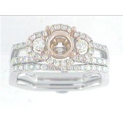 14K White Gold 0.19CTW Diamond Wedding Ring Set - REF-33A4N